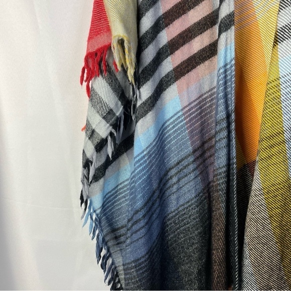 Anthropologie Ruana Wool Multicolor Plaid Pullover Poncho Sweater OS - Picture 5 of 5